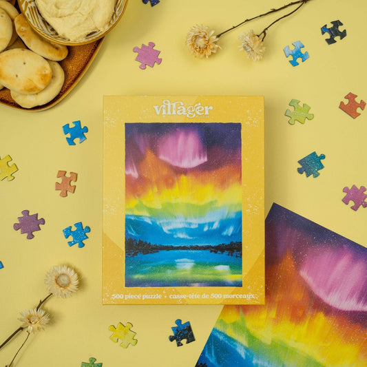 Rainbow Northern Lights 500-Piece Puzzle | Canadian Artist