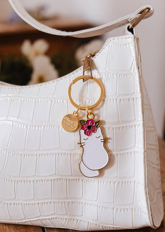 Floral Cat Keychain