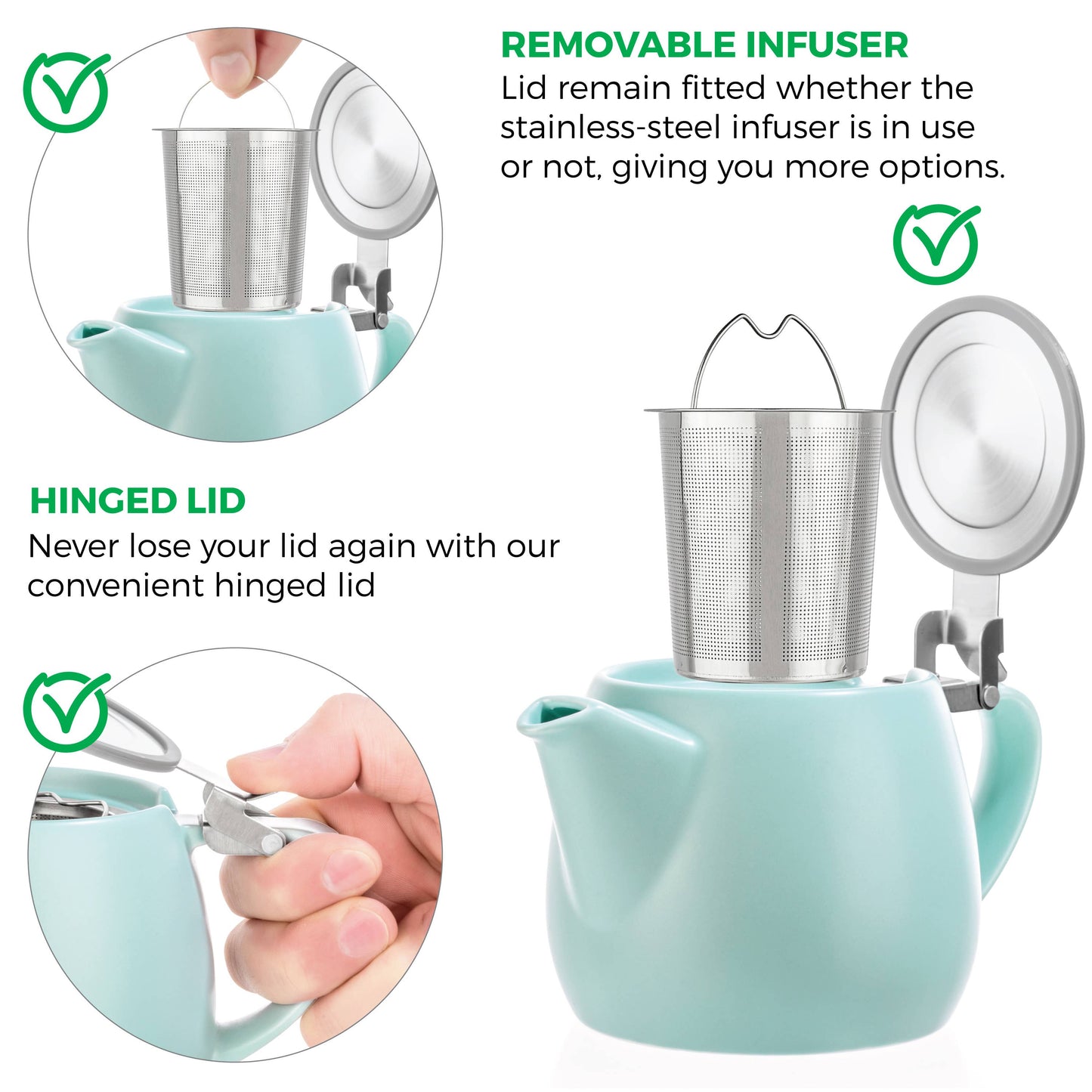 Pluto Porcelain Teapot with Metal Infuser 18.2oz