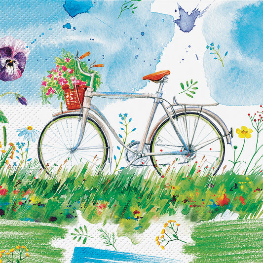 Watercolour Bicycle Luncheon Napkins