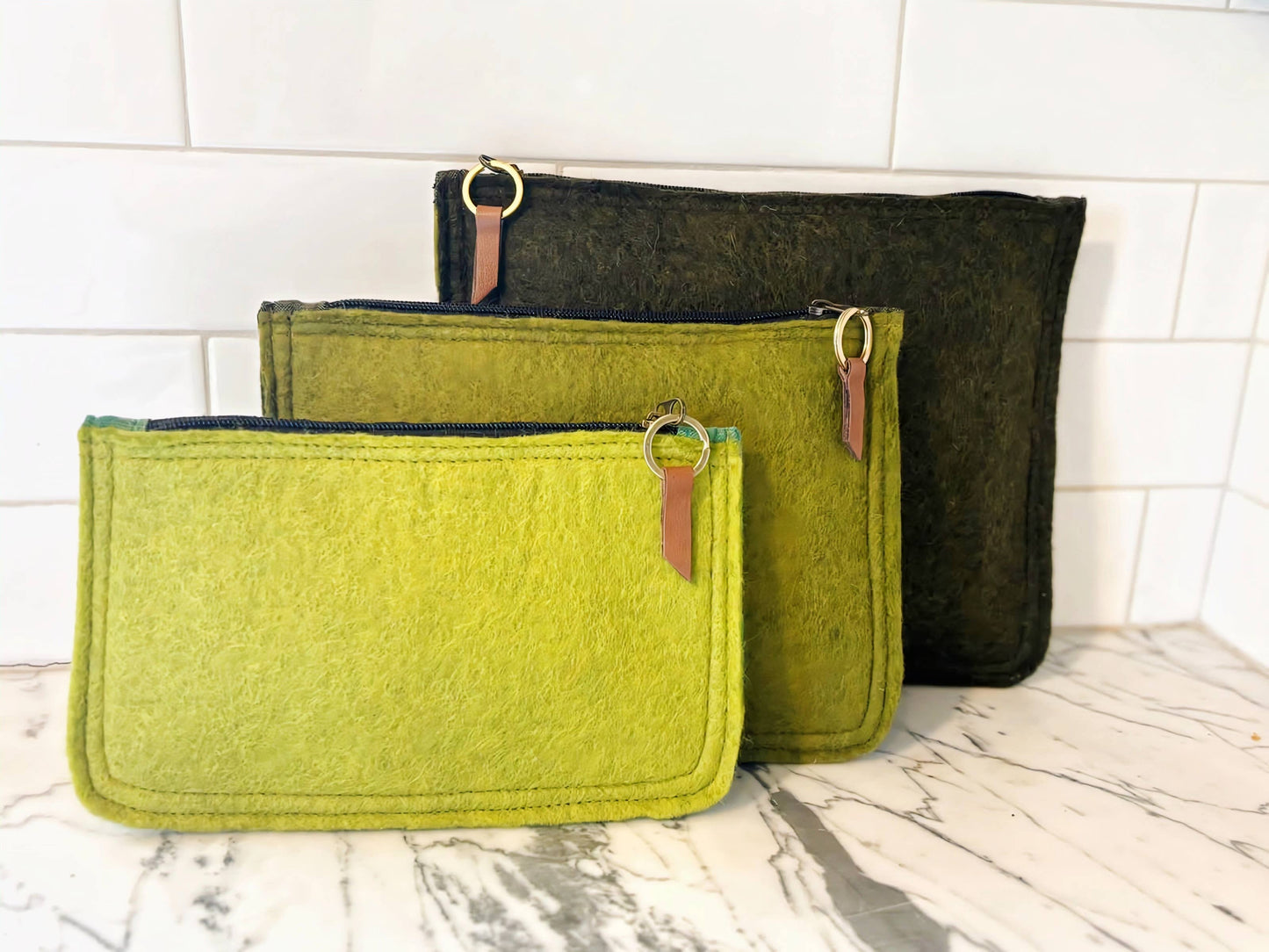 Felted Wool Pouch - Small Modern Two-Tone