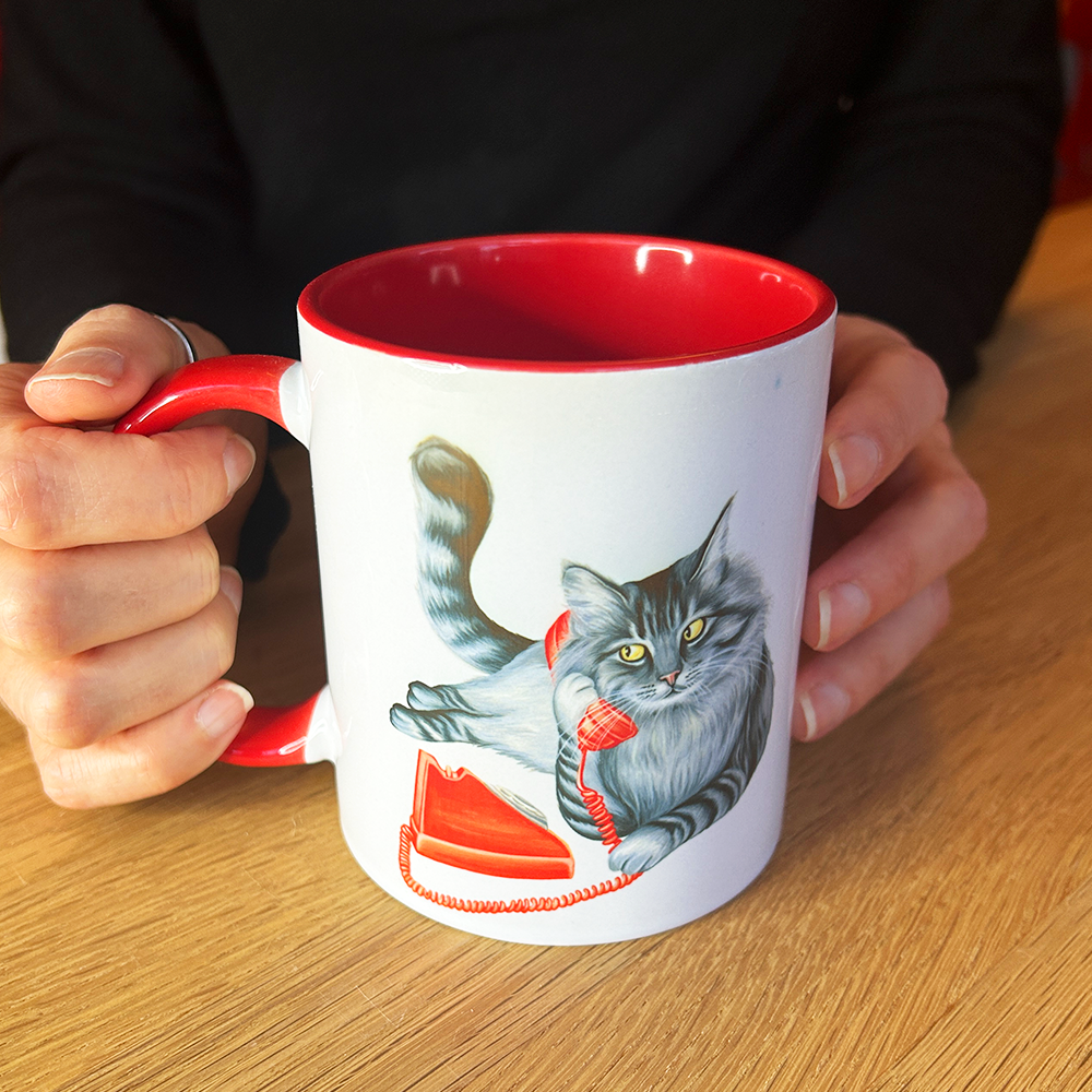 Cat on the Phone Mug