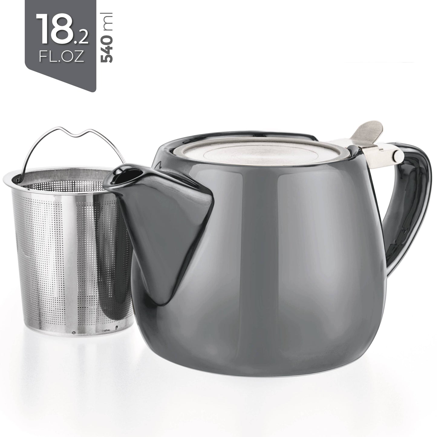 Pluto Porcelain Teapot with Metal Infuser 18.2oz