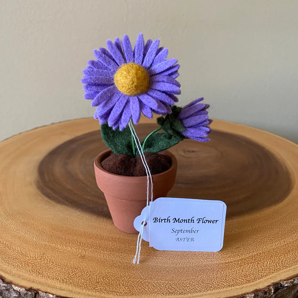 Aster: September Birth Month Felt Flower- Handmade in Ottawa