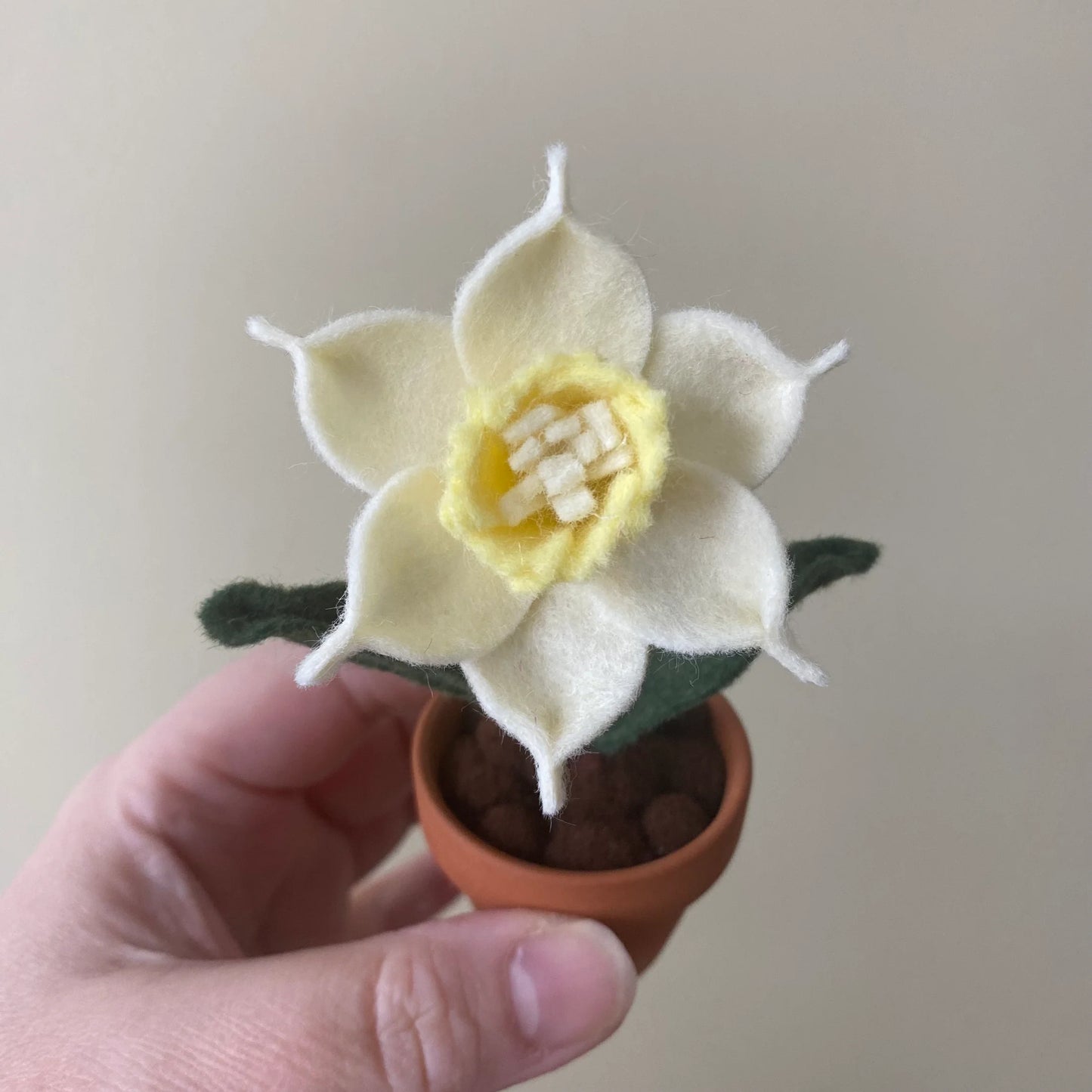 Felt Daffodil in Terracotta Pot - Handmade in Ottawa