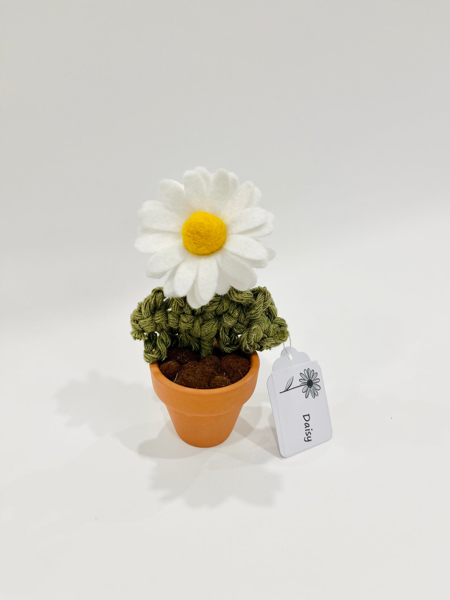 Felt Daisy in Terracotta Pot - Handmade in Ottawa