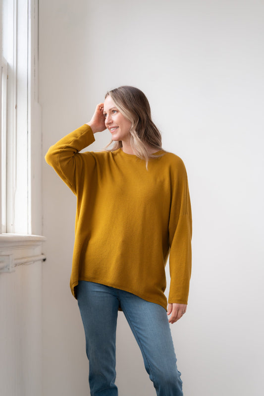 Sara Ribbed Crew Sweater in Organic Cotton - One Size