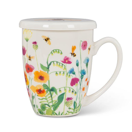 Bee Garden Covered Mug and Strainer