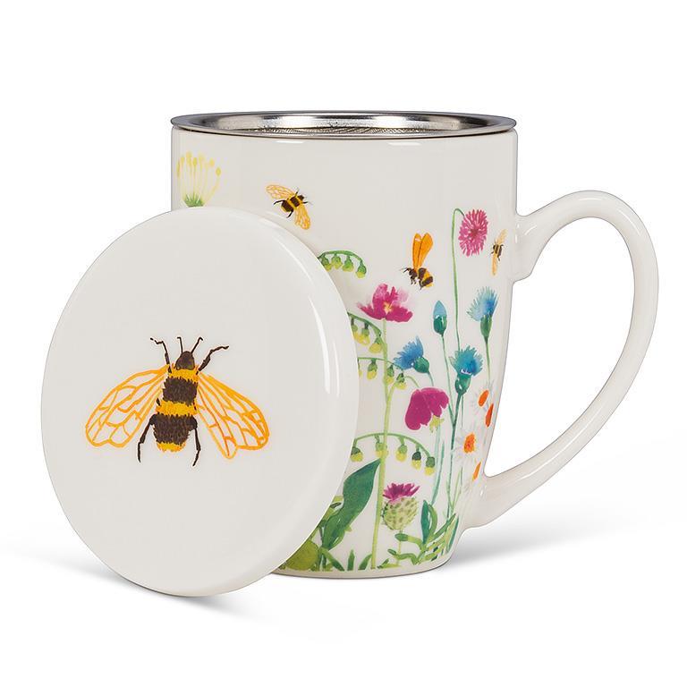 Bee Garden Covered Mug and Strainer