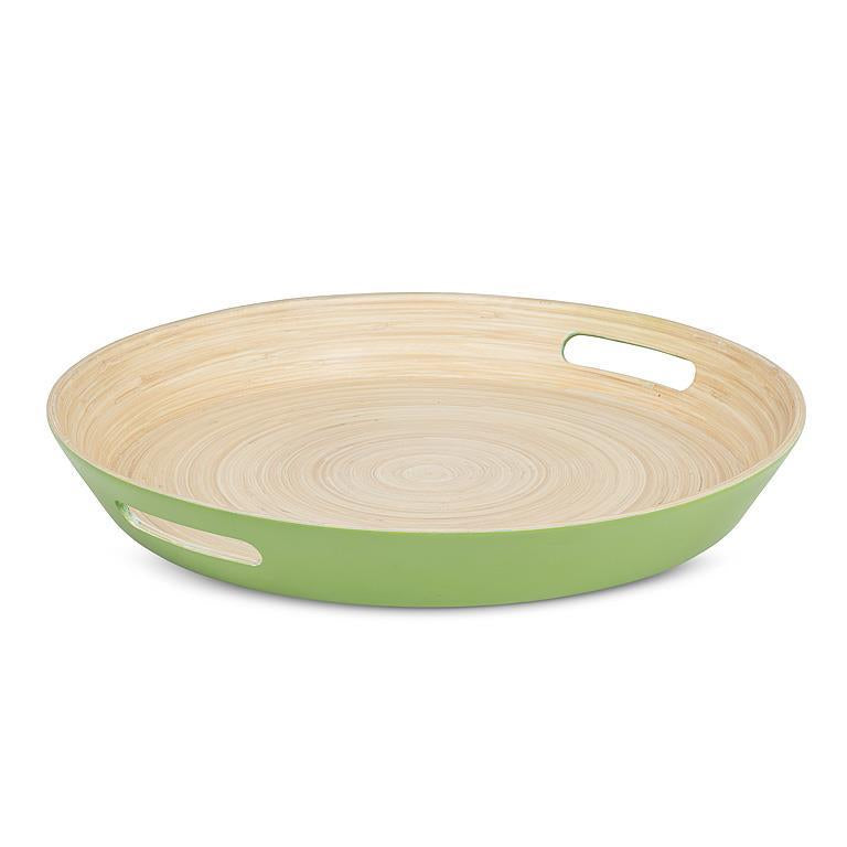 Round Tray With Handles - Green
