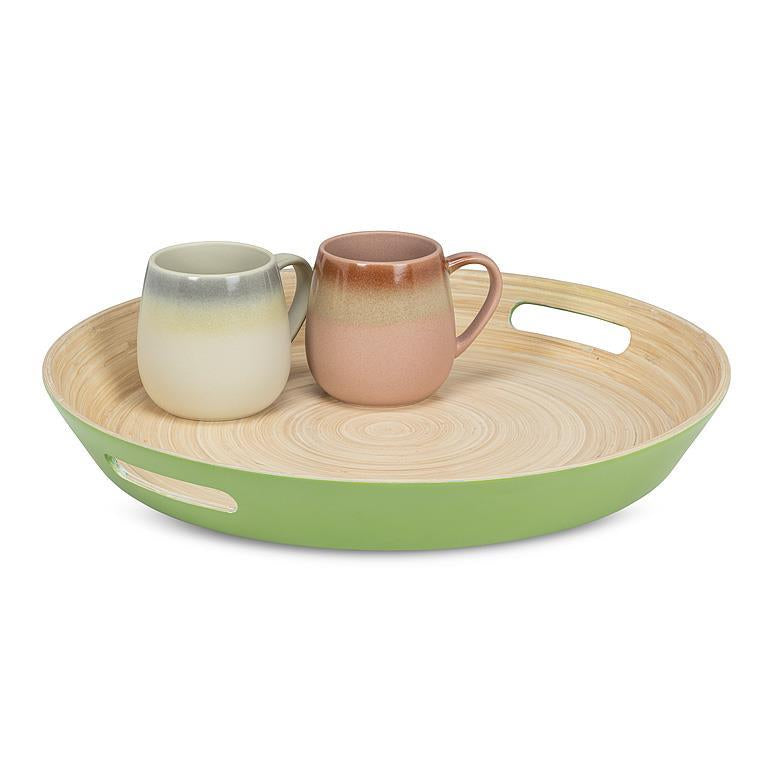 Round Tray With Handles - Green