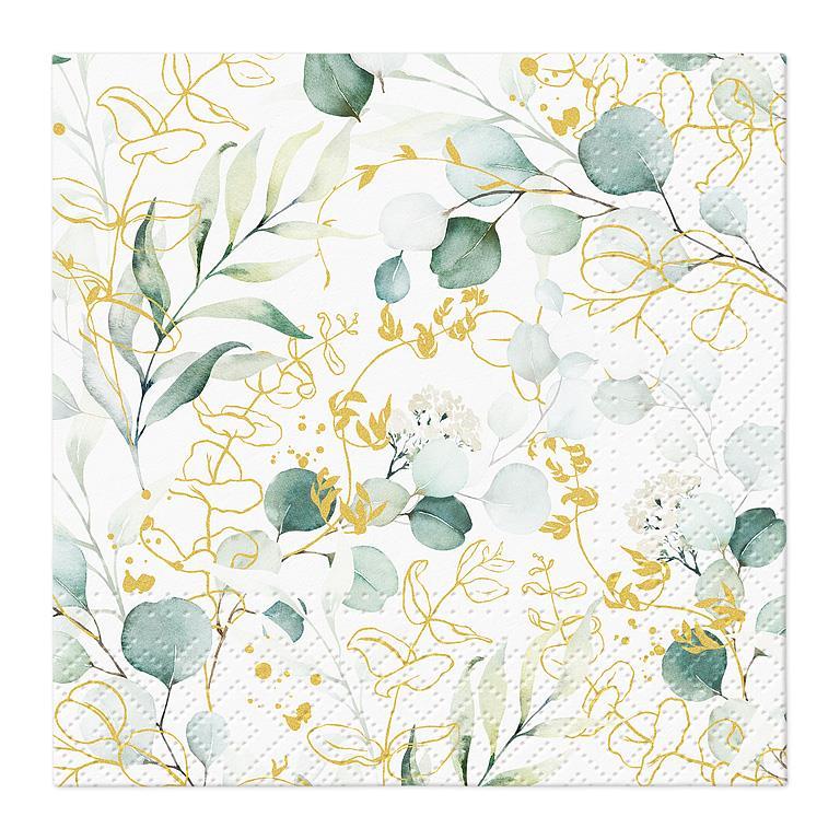 Golden Eucalyptus Cocktail Napkins