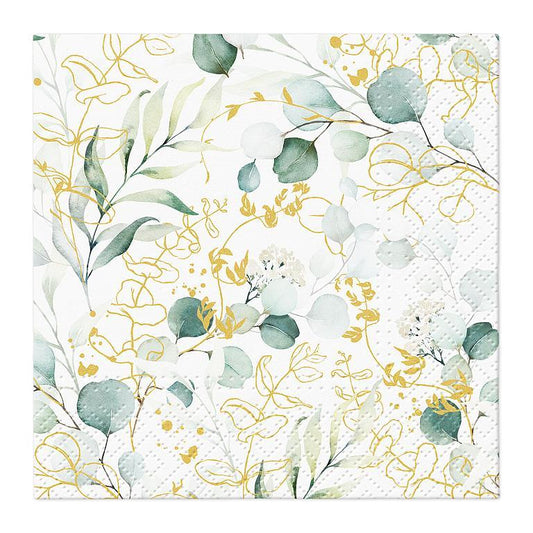 Golden Eucalyptus Cocktail Napkins