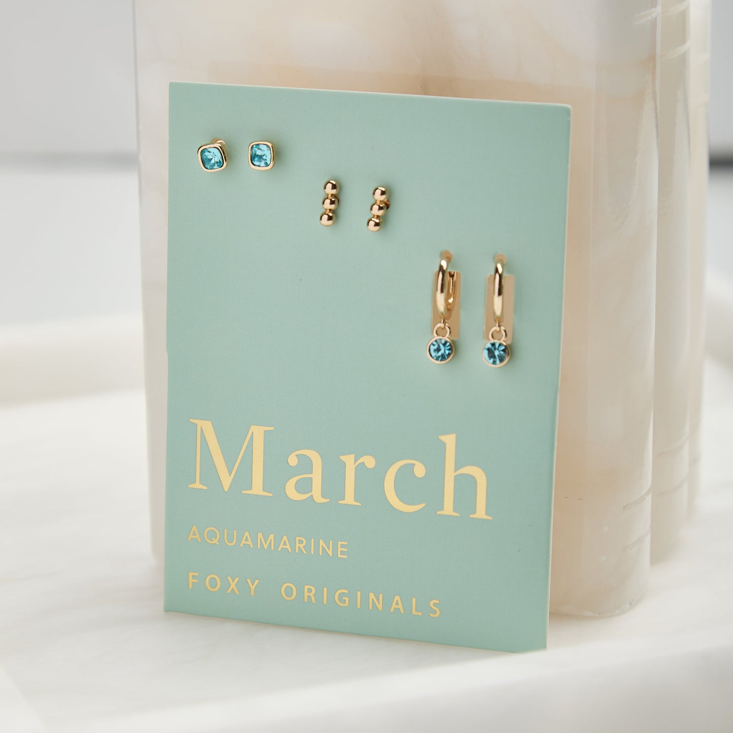 March Birthstone Necklace or Earrings Birthday Anniversaries Holiday Gifts