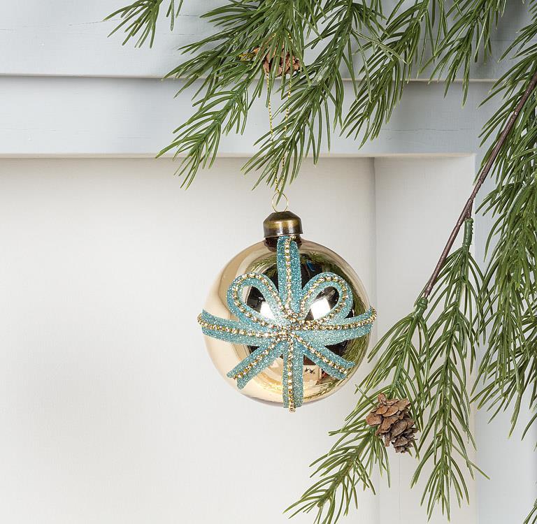 Ball with Blue Bow Ornament