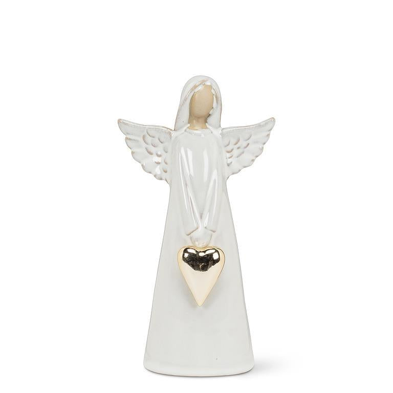 Standing Angel with Gold Heart
