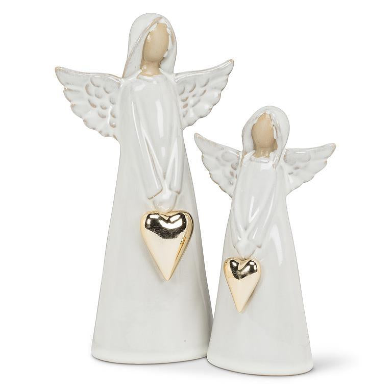 Standing Angel with Gold Heart