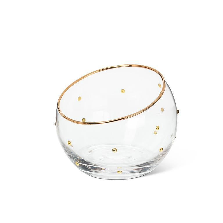 Angled Bowl with Gold Dots