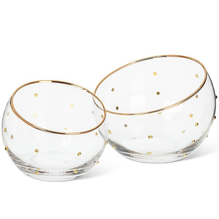 Angled Bowl with Gold Dots