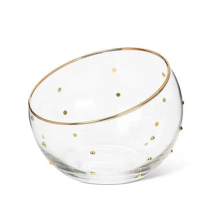 Angled Bowl with Gold Dots