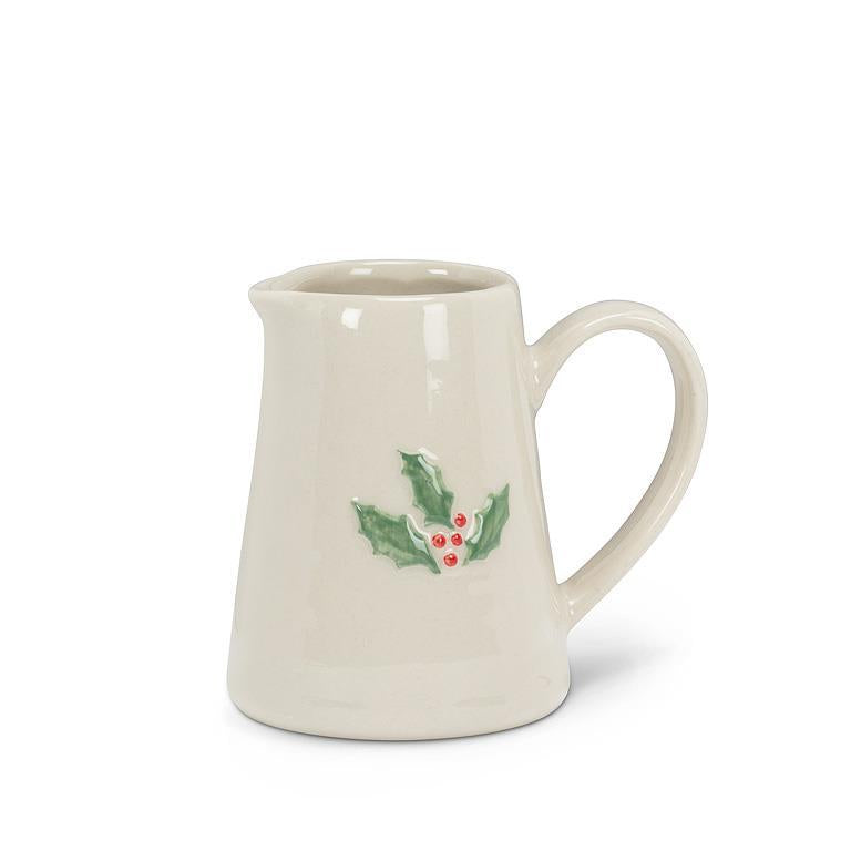 Stoneware Holly Mini Jug and Mini Bowl Set