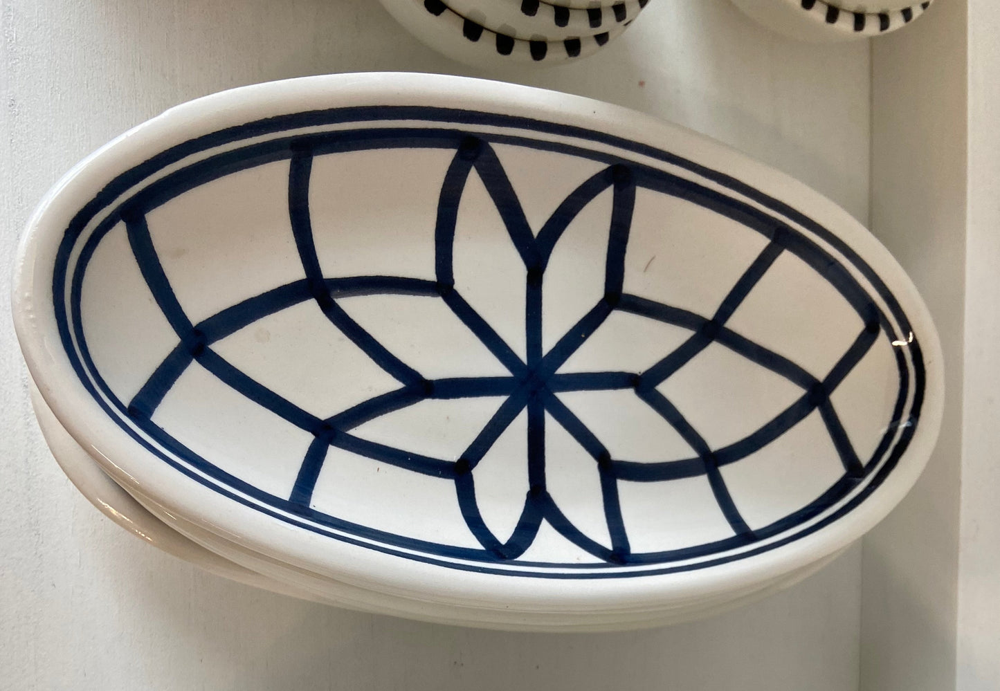 Small Oval Plates in Dark Blue and White