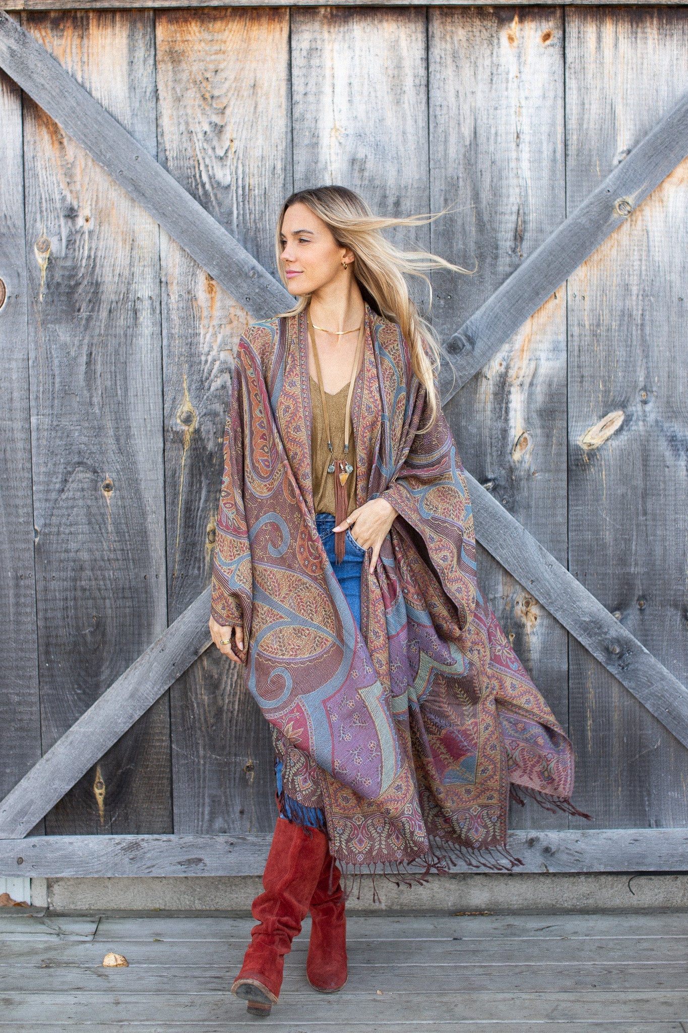 Willow Woven Kimono - Multi