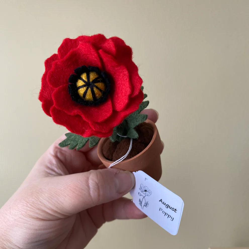 Poppy: August Birth Month Felt Flower- Handmade in Ottawa