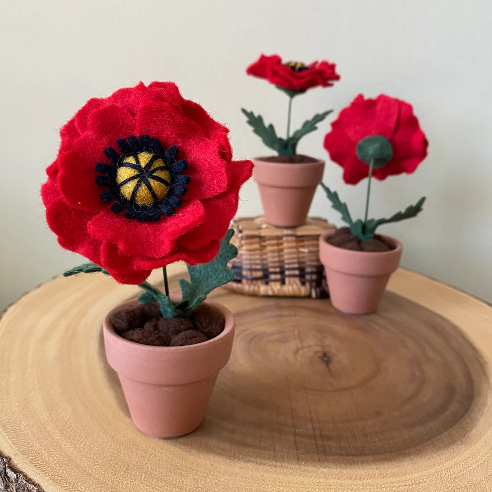 Poppy: August Birth Month Felt Flower- Handmade in Ottawa