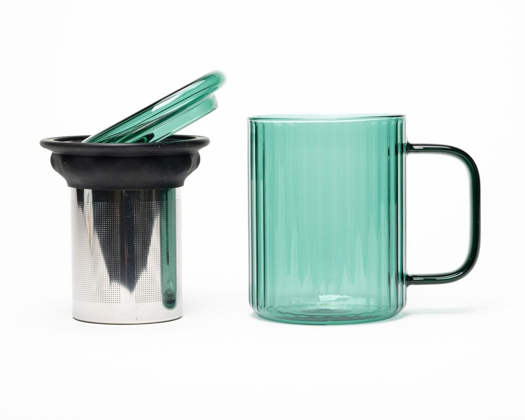 Opale Glass Mug with Infuser and Lid