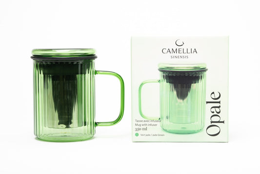 Opale Glass Mug with Infuser and Lid