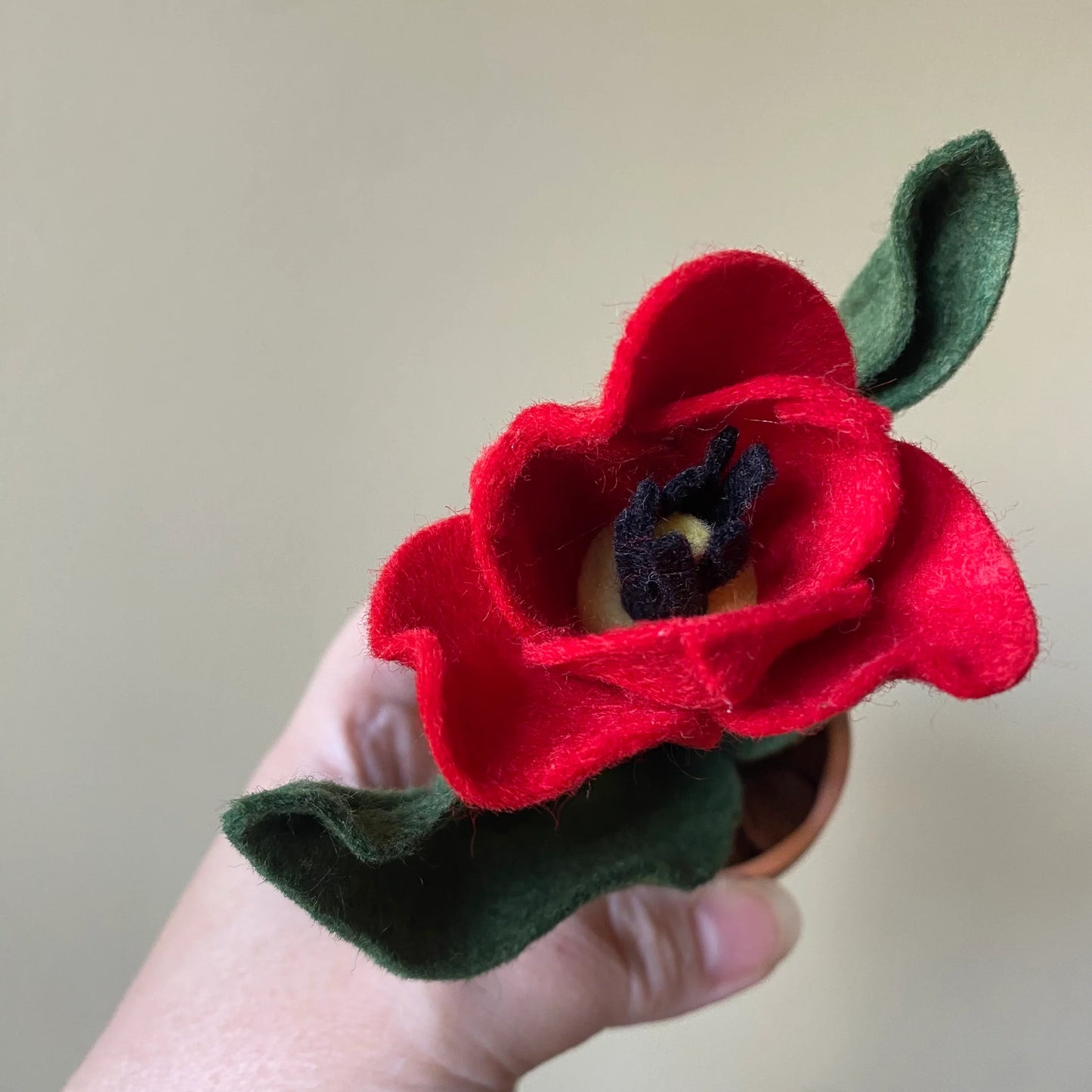 Felt Tulip in Terracotta Pot - Handmade in Ottawa