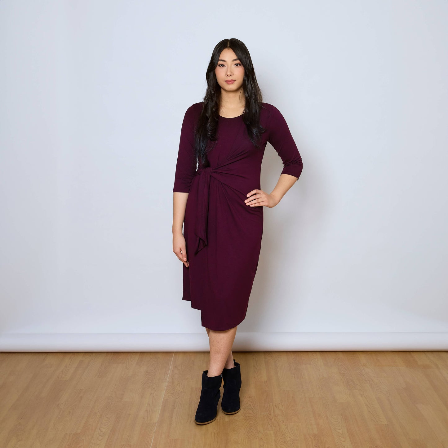 Mariela asymmetrical jersey dress - merlot