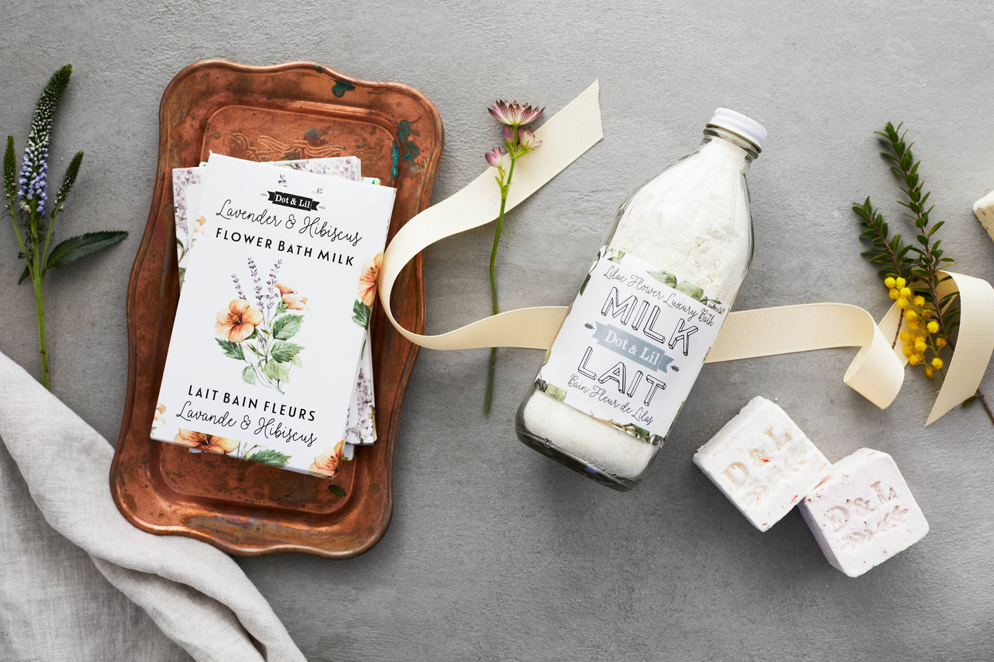 Lavender & Hibiscus Flower Bath Milk Sachet - Dot and Lil