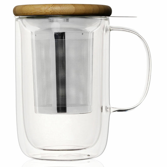 Venus Double Wall Glass Cup With Infuser, 13.5oz