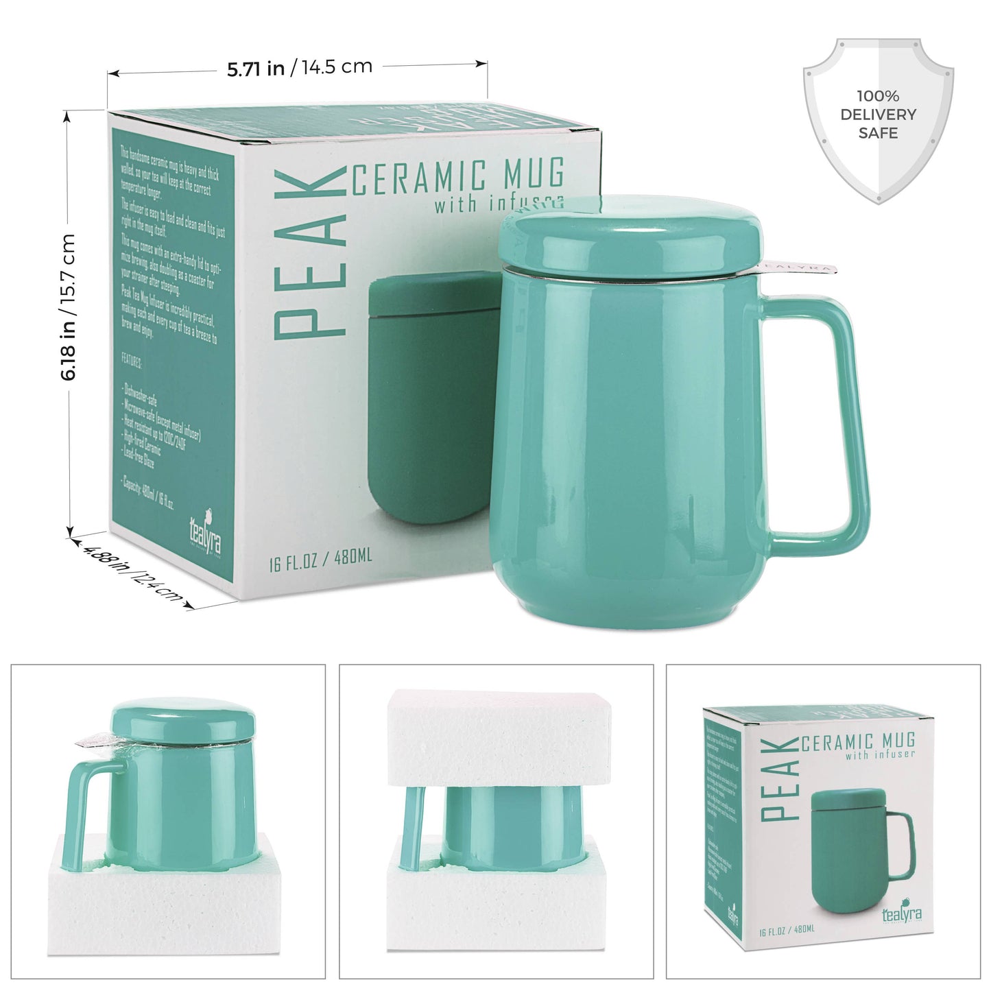 Peak Porcelain Ceramic Mug With Metal Infuser 19oz