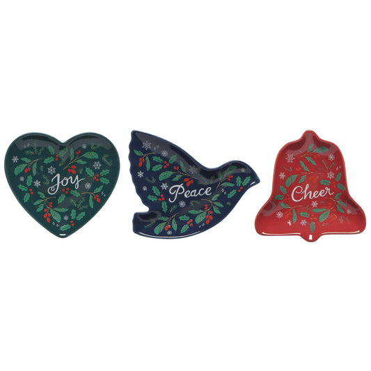 Peace & Joy Christmas Dishes Set of 3