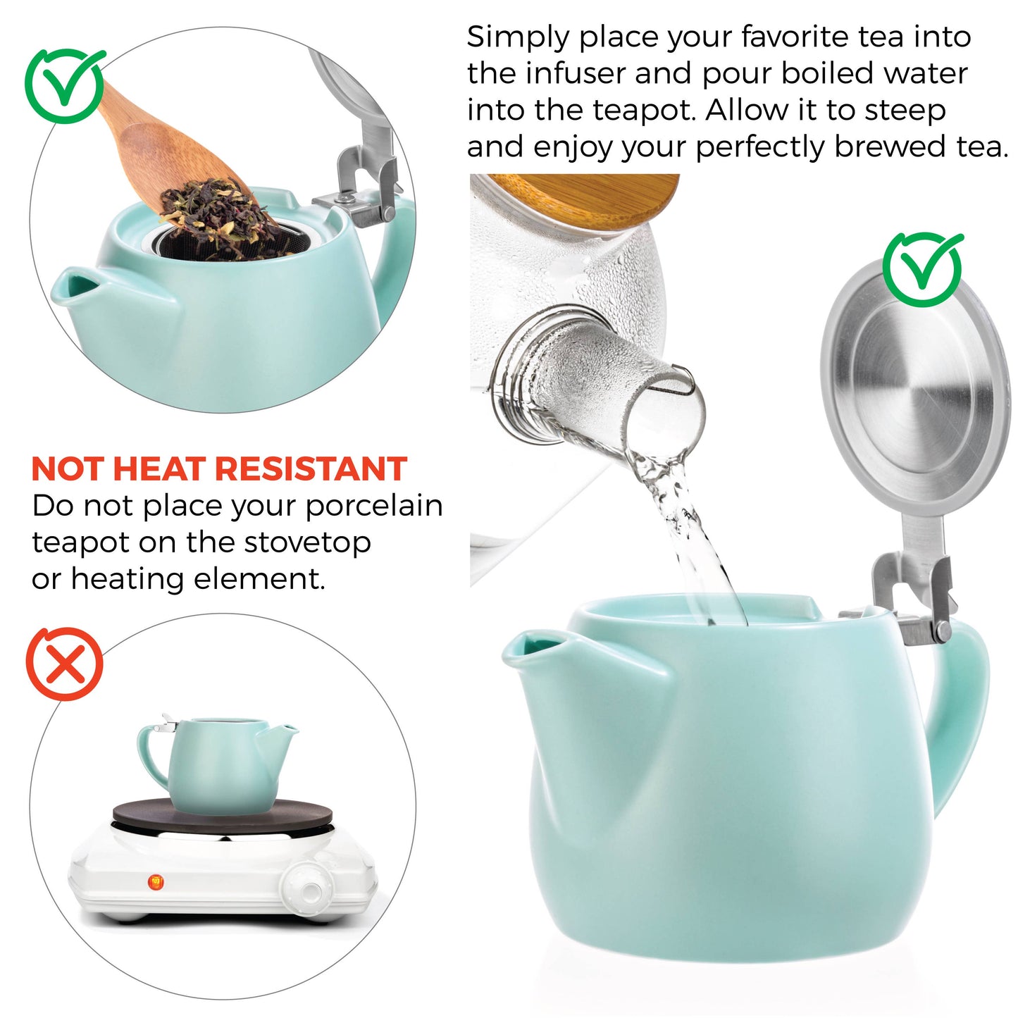 Pluto Porcelain Teapot with Metal Infuser 18.2oz