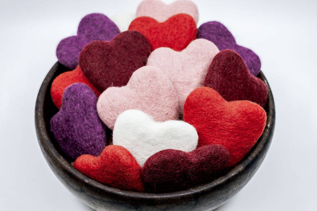 Handmade Felt Hearts - Colored
