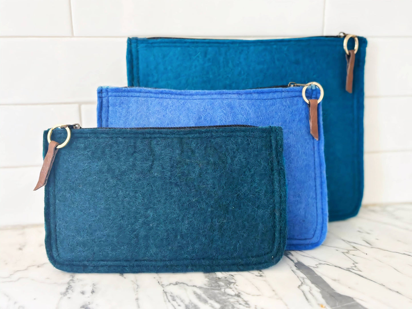 Felted Wool Pouch - Small Modern Two-Tone