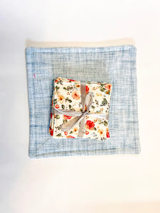 Tabeltop Protector Hot Pad and Coasters Set - Flower Power