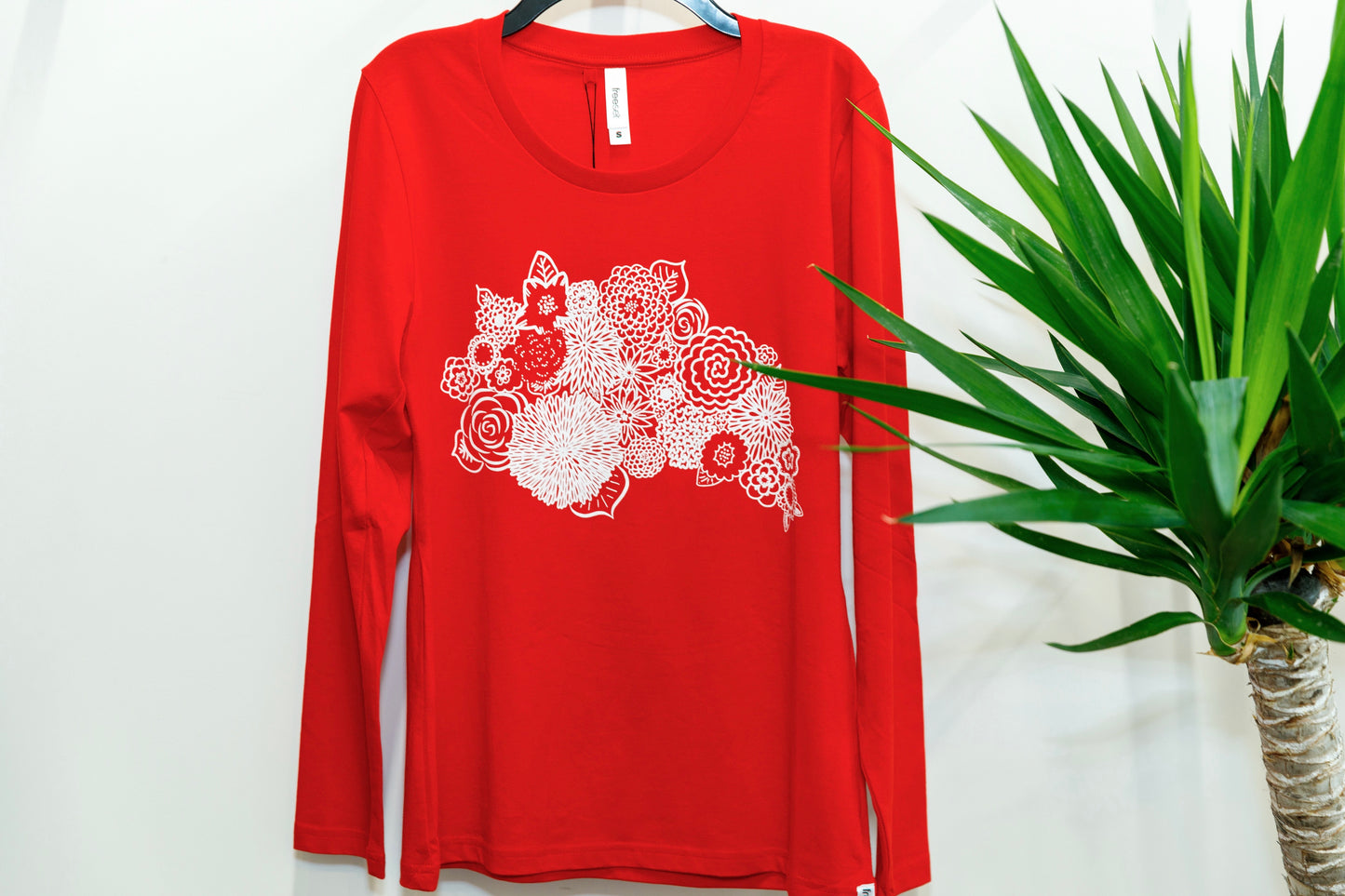 Bloom Tshirt Long Sleeve in Red - Kindred Apparel