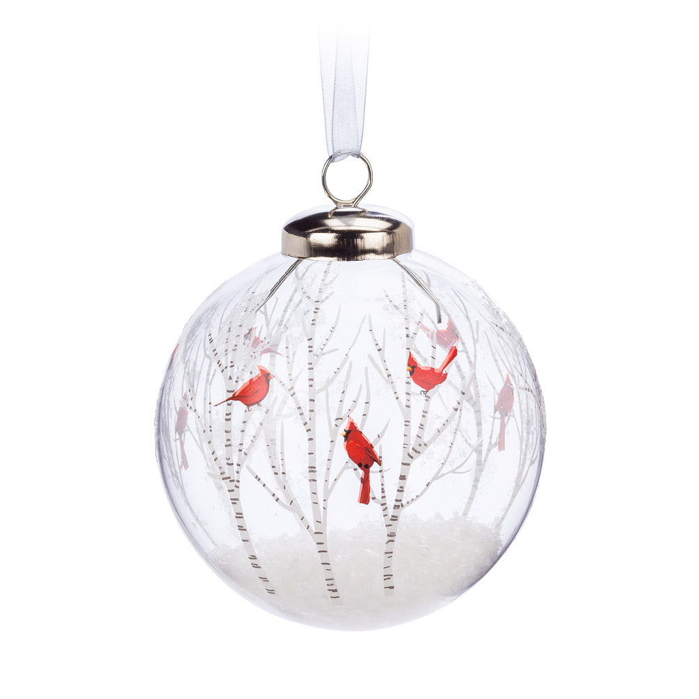 Cardinals in Trees Glass Ball Ornament - Abbott Collection