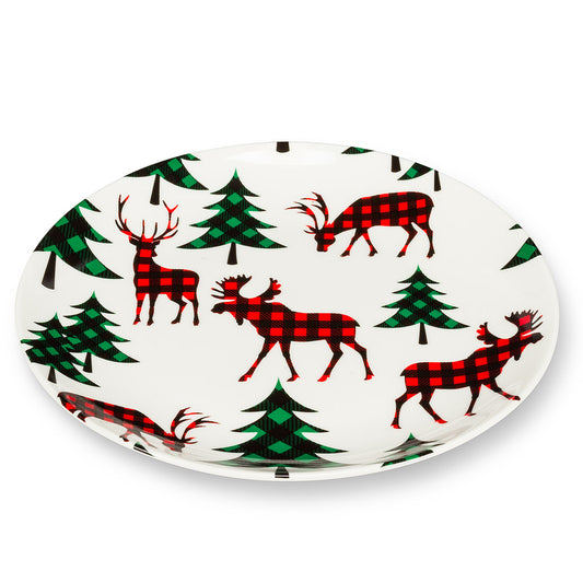 Check Moose, Deer and Tree Cake Plate