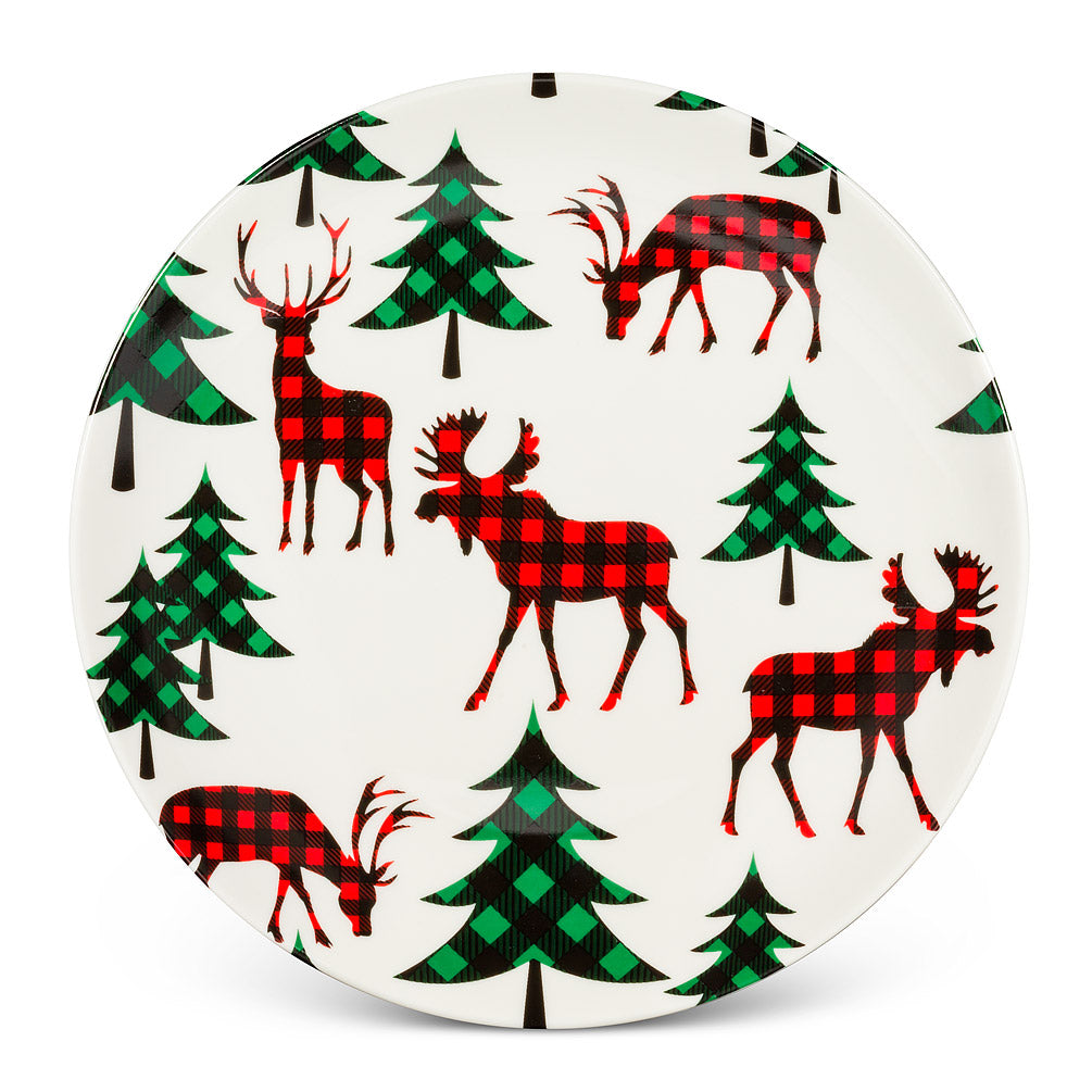 Check Moose, Deer and Tree Cake Plate