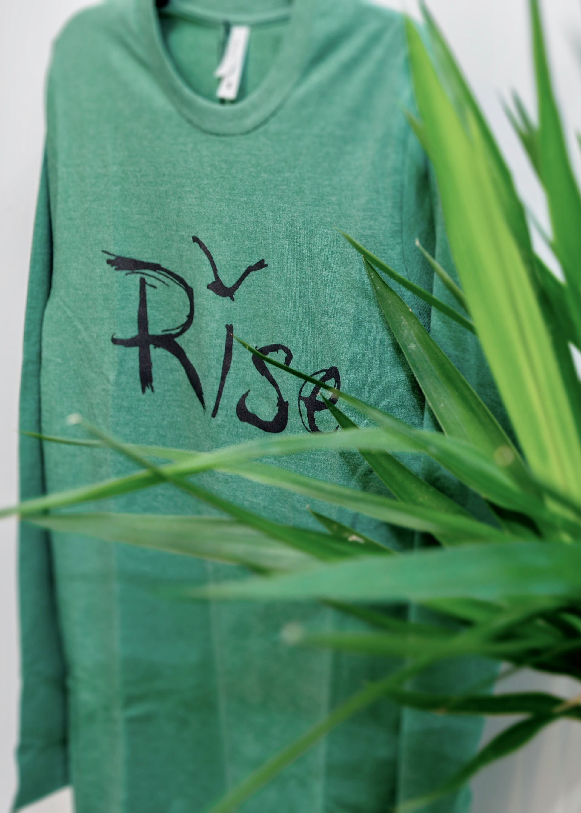 Rise Large Print on Olive Long Sleeve Shirt