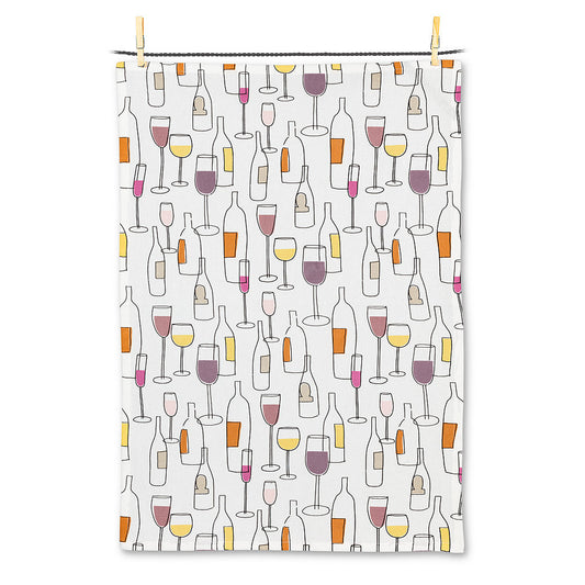 Wine Bottles and Glasses Tea Towel - Abbott Collection