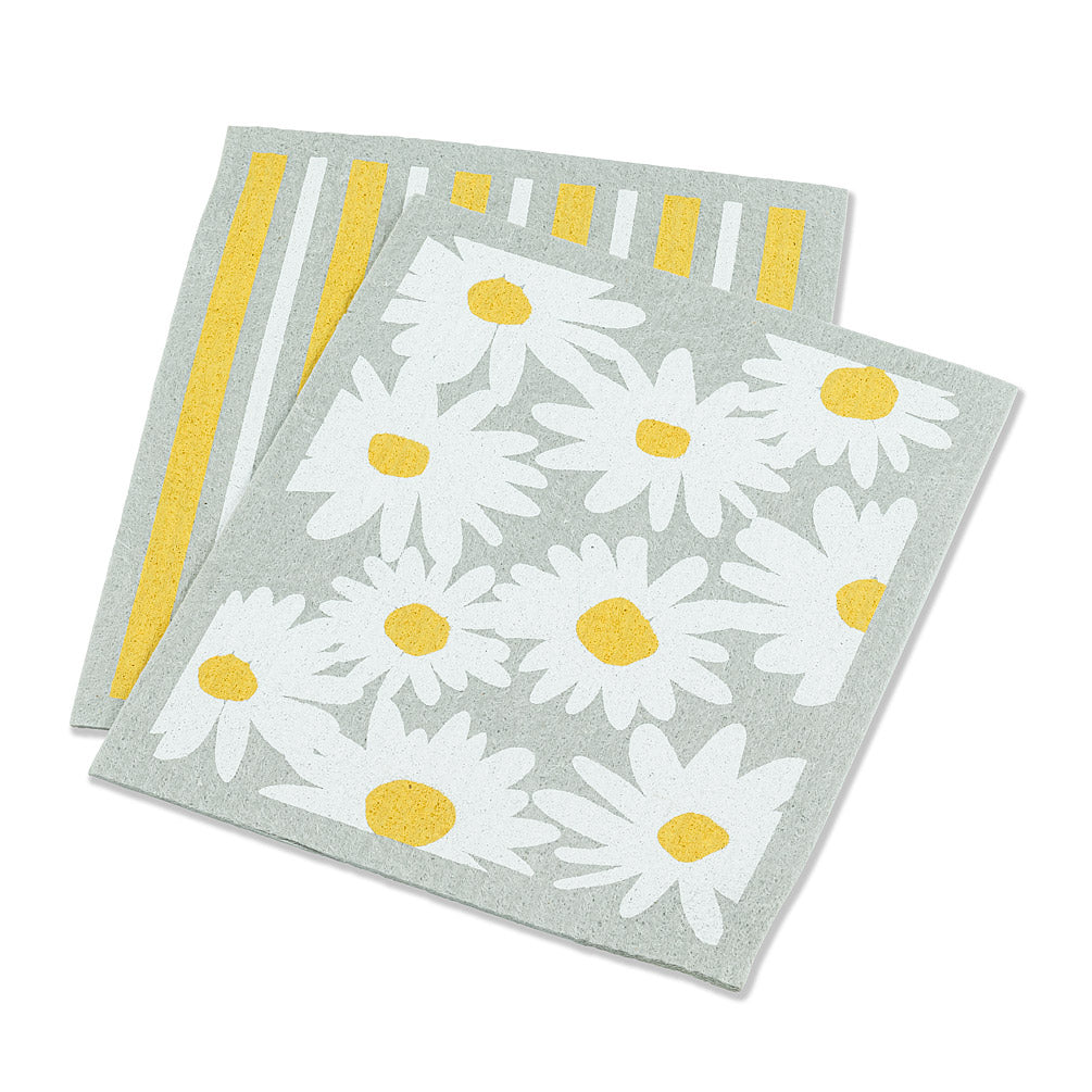 Swedish Dish Cloth Set - Daisies & Stripes