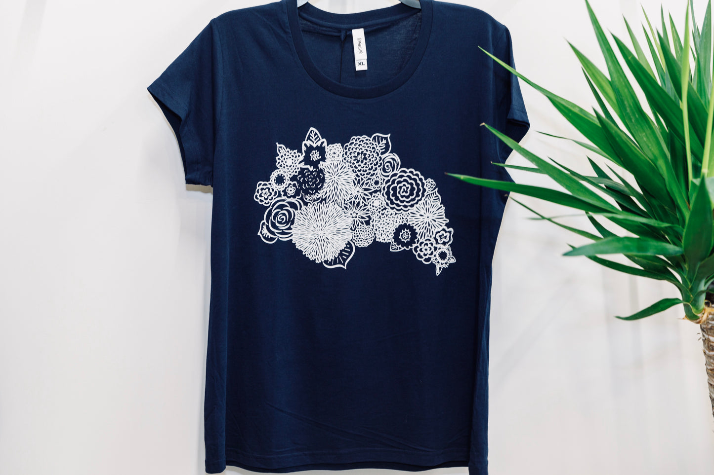 Bloom Tshirt Cap Sleeve in Navy Blue - Kindred Apparel