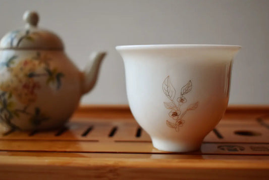 Camellia Sinensis Porcelain Cup - Tea Thoughts